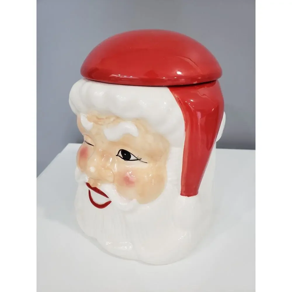 Vermont Country Store Santa Claus Winking Cookie Jar Retro Decor Kitschy Grandma